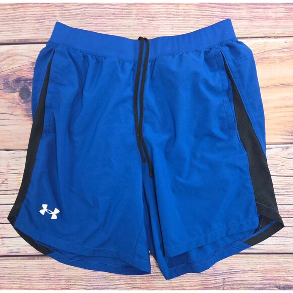 Under Armour Womens Lined Blue Athletic Shorts Large - Picture 1 of 7